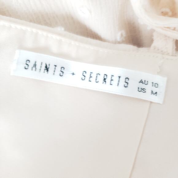 Saints + Secrets Swiss Dot Mini Dress Palest Pink Women's Size Medium - Picture 2 of 7